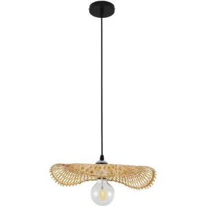 Plafonnier Design Moderne Lustre de plafond en bambou - Suspension de style Boho Bali - Noila Bois naturel