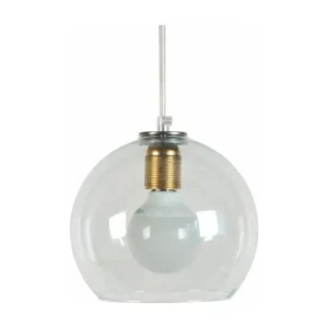 Plafonnier Design Moderne Suspension bol verre doré,transparent 77 cm.