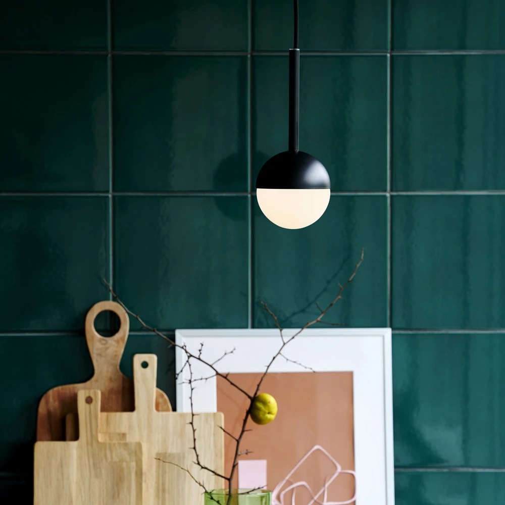 Plafonnier à lumière directionnelle Contina suspension en verre, à une lampe, noir