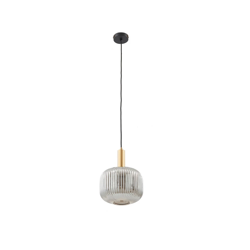 Plafonnier à lumière directionnelle Lindby suspension Doroteo, à 1 lampe, gris, verre