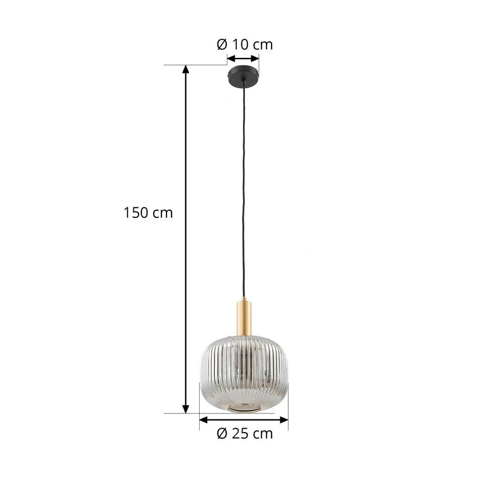 Plafonnier à lumière directionnelle Lindby suspension Doroteo, à 1 lampe, gris, verre