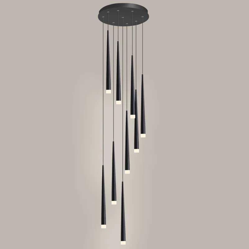Plafonnier à lumière directionnelle Plafonnier multi-spirale éclairage de suspension d'escalier métallique minimaliste ave...