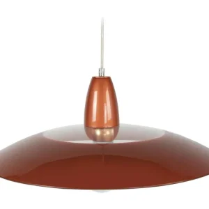 Plafonnier à montage sur rail Suspension cone métal verre marron 90 cm.