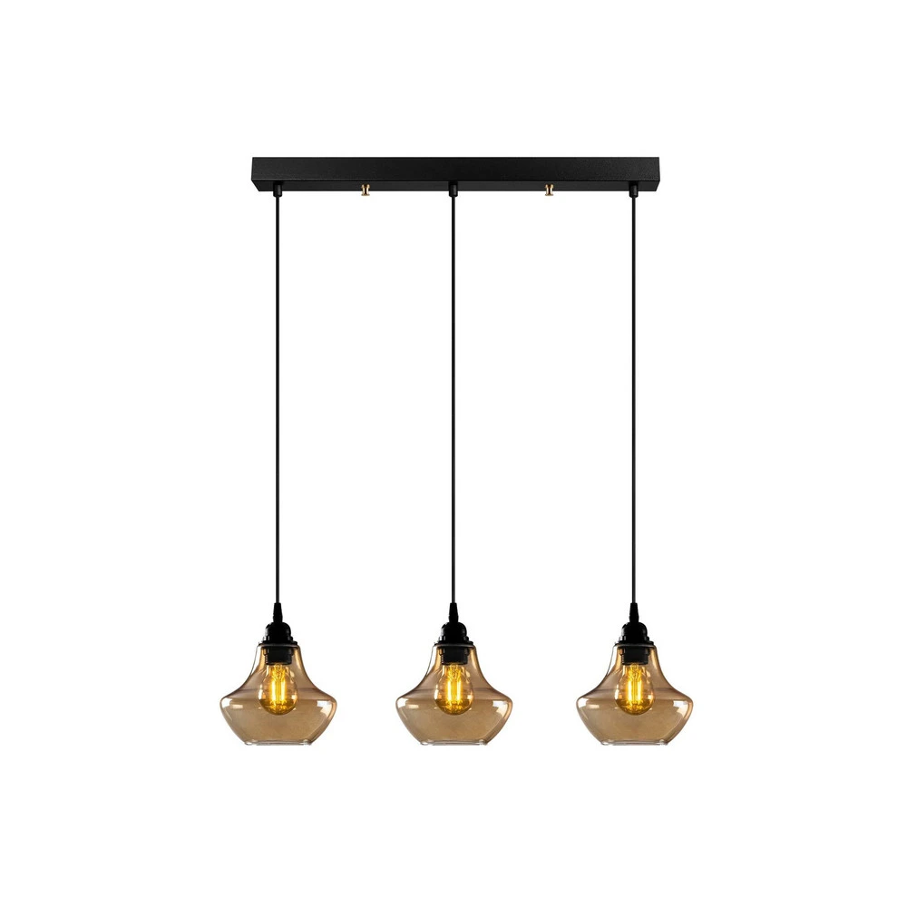 Plafonnier à montage sur rail Suspension Gold 052, or-transparent, verre à 3 lampes grand