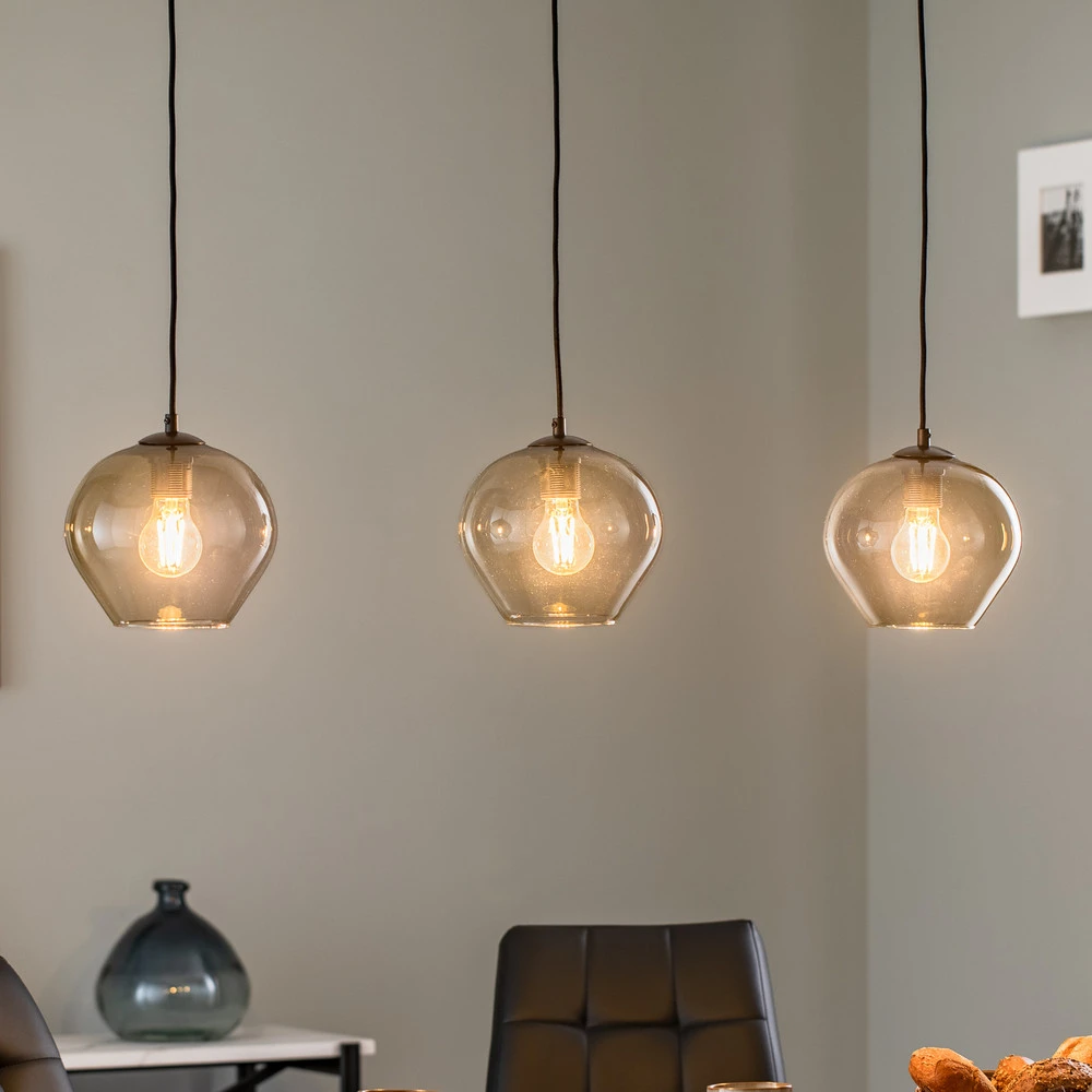 Plafonnier à montage sur rail Suspension Svala abat-jour verre, longue, 3 lampes