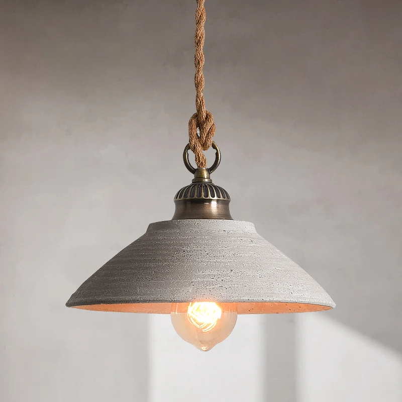 Plafonnier de salle à manger Bowl en ciment, luminaire suspendu minimaliste élémentaire en gris