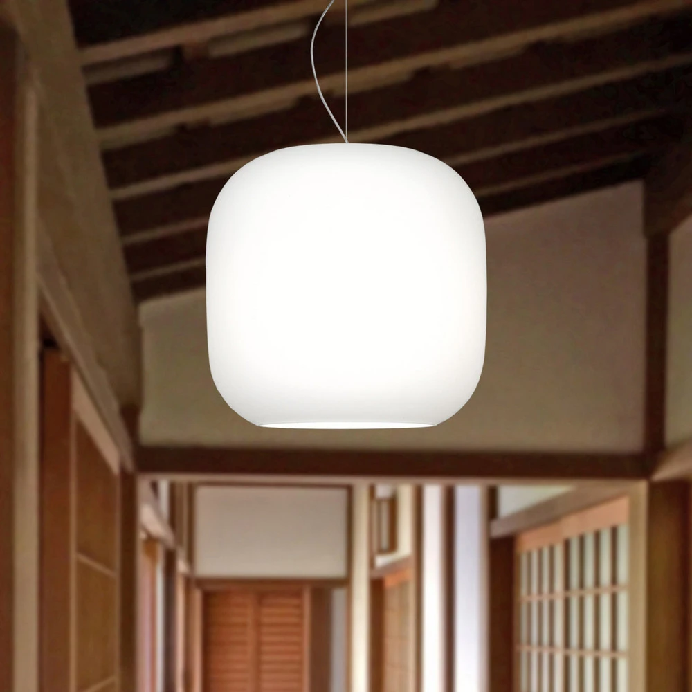 Plafonnier à suspension réglable Casablanca Murea Suspension fil à 1 lampe opale