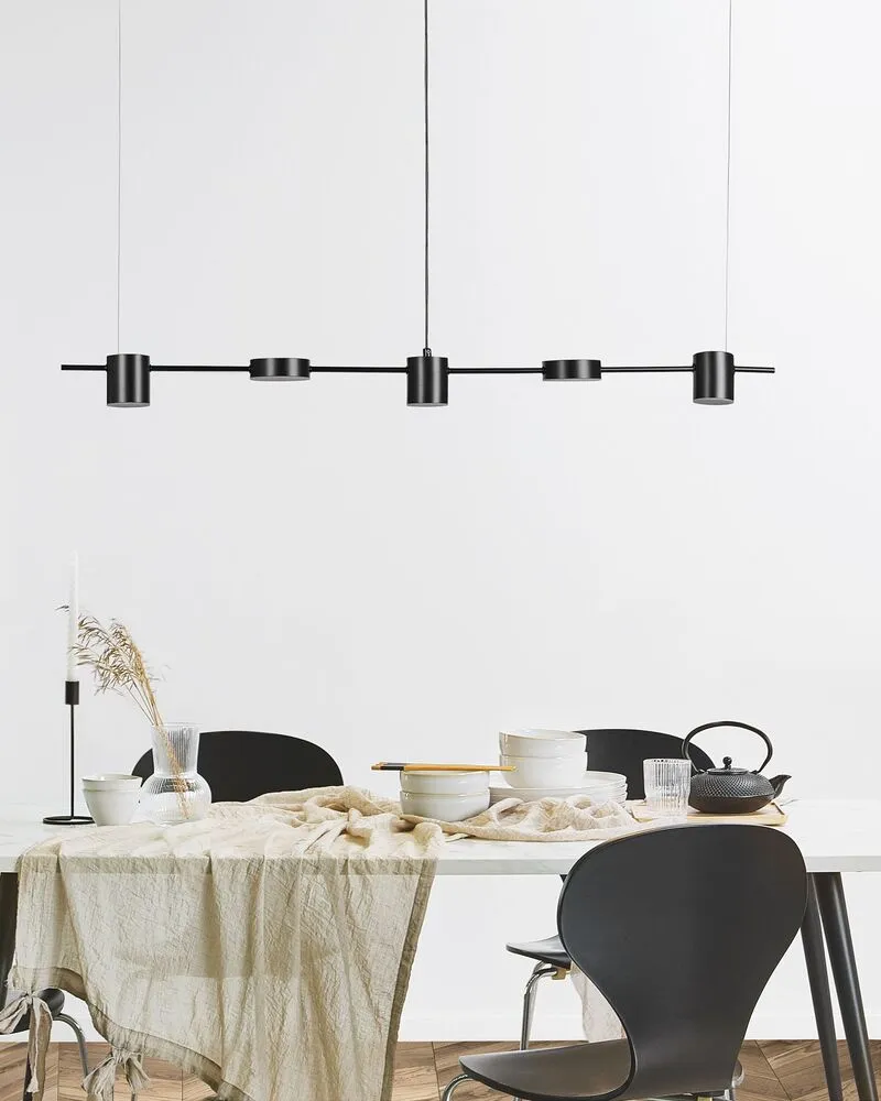 Plafonnier à suspension réglable Lampe suspendue avec 5 lumières LED en métal noir SESTRA