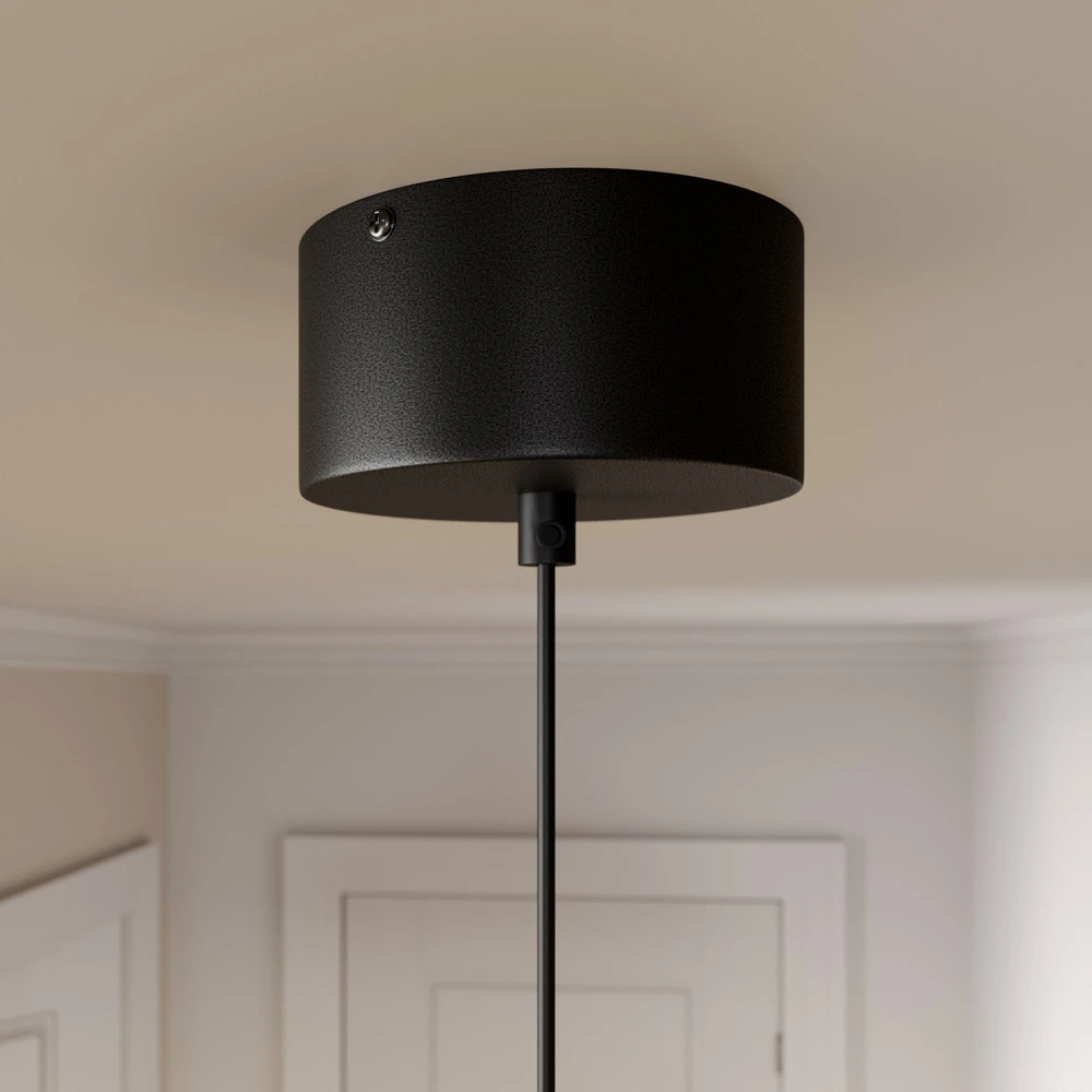 Plafonnier à suspension réglable Suspension Basca, noire/dorée, à 1 lampe