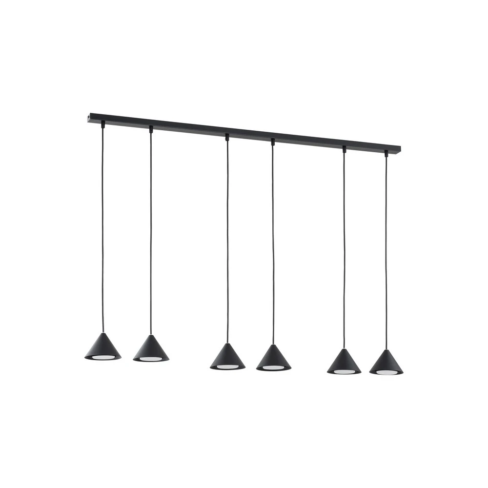 Plafonnier à suspension réglable Suspension Elit, 6 lampes, noir, métal