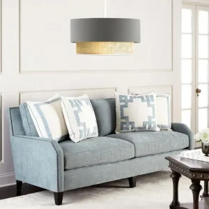 Plafonnier à suspension réglable Suspension Loughborough E27 hauteur 70 cm gris / jaune [lux.pro]