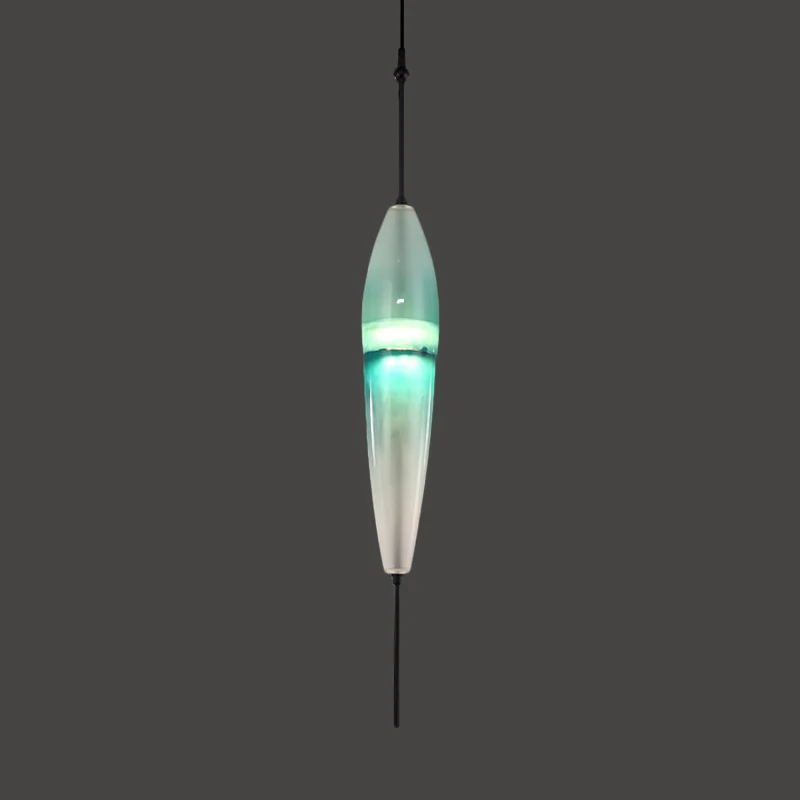Plaque de plafond LED Lampe suspendue bleue en forme de larme/tambour/cylindre, plafonnier tendance à 1 lumière en verre,...