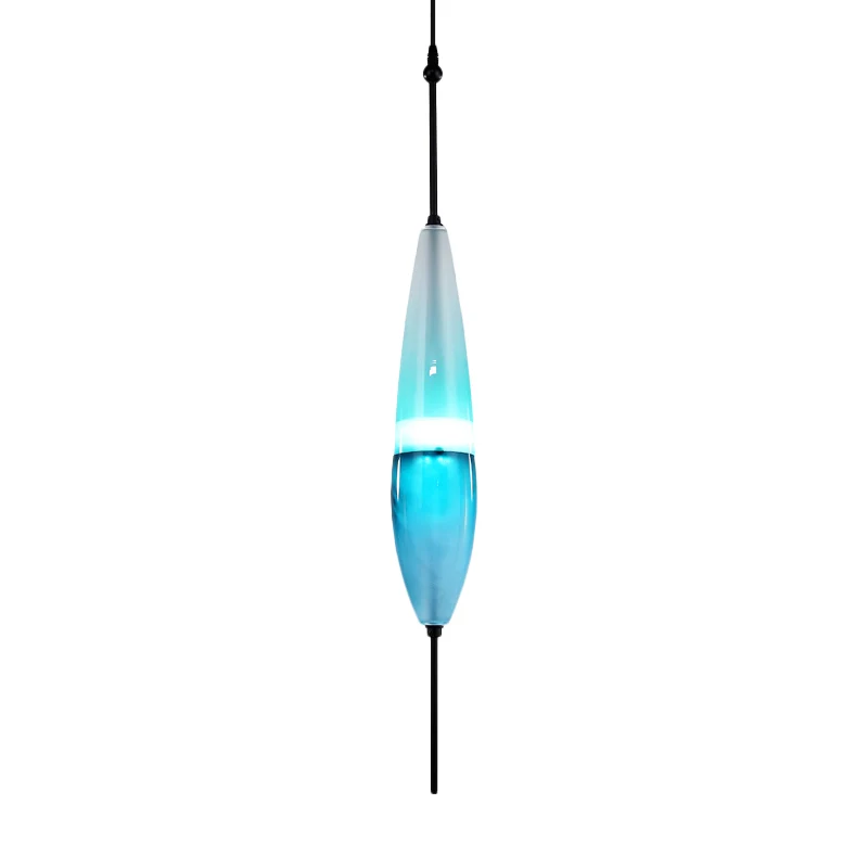 Plaque de plafond LED Lampe suspendue bleue en forme de larme/tambour/cylindre, plafonnier tendance à 1 lumière en verre,...