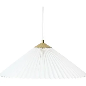 Plaque de plafond LED Luminaire Suspension en vinyle Blanc et métal Doré D 49 cm