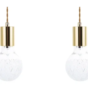 Set de 2 lampes suspensions dorées ANZA Design minimaliste