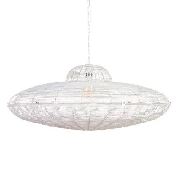 Suspended Luminaire Contemporary Design "UFO" Blanc pur Metal