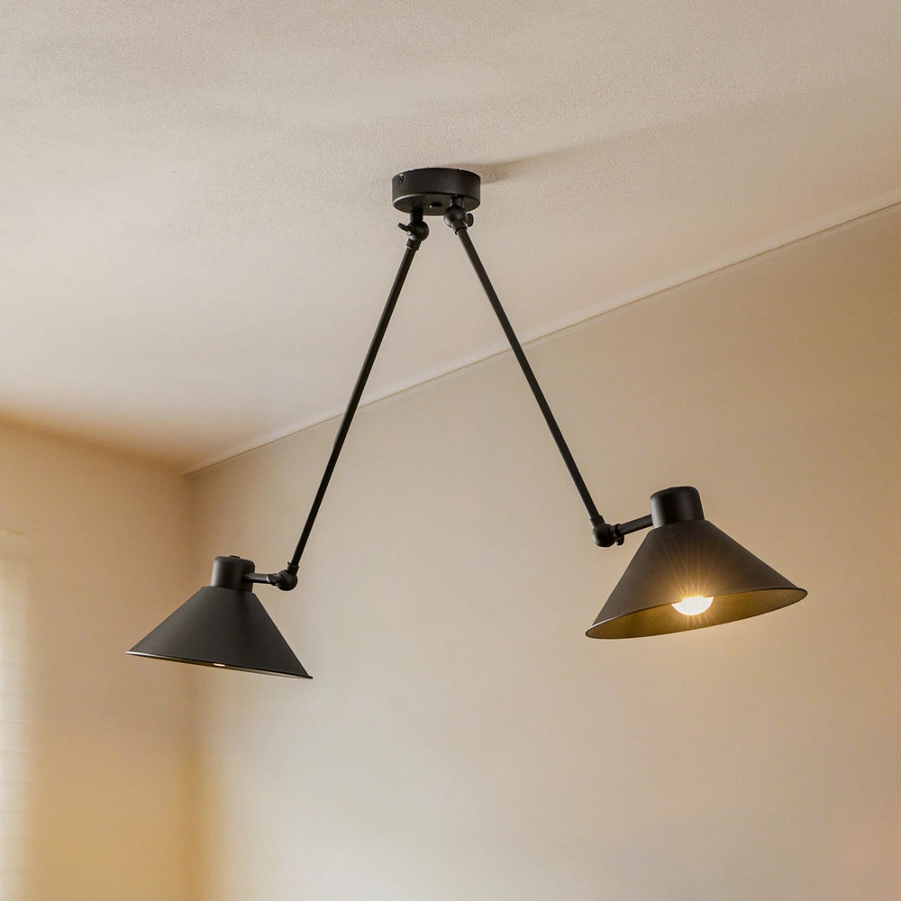 Suspension Alan, mobile, noire, à 2 lampes IP44 pour salle de bain