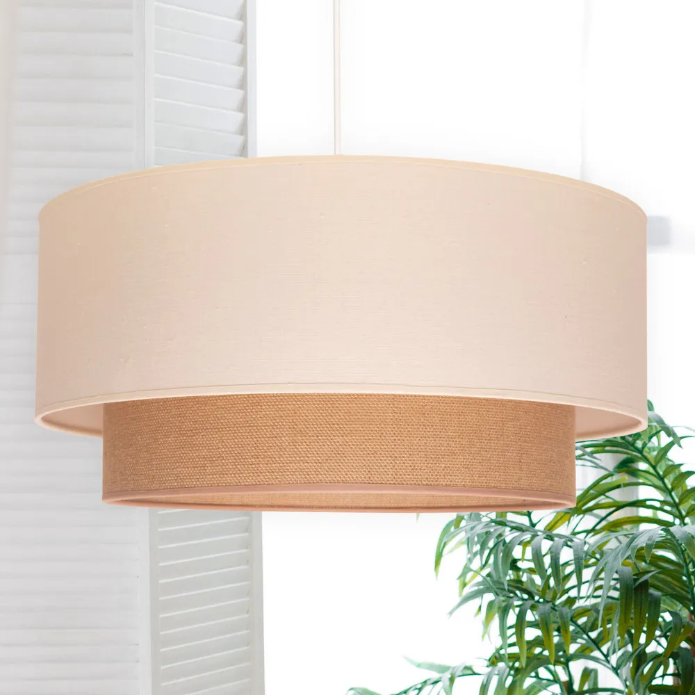 Suspension Boho Ø 60 cm 1 lampe écru/jute brun pour plafonds suspendus