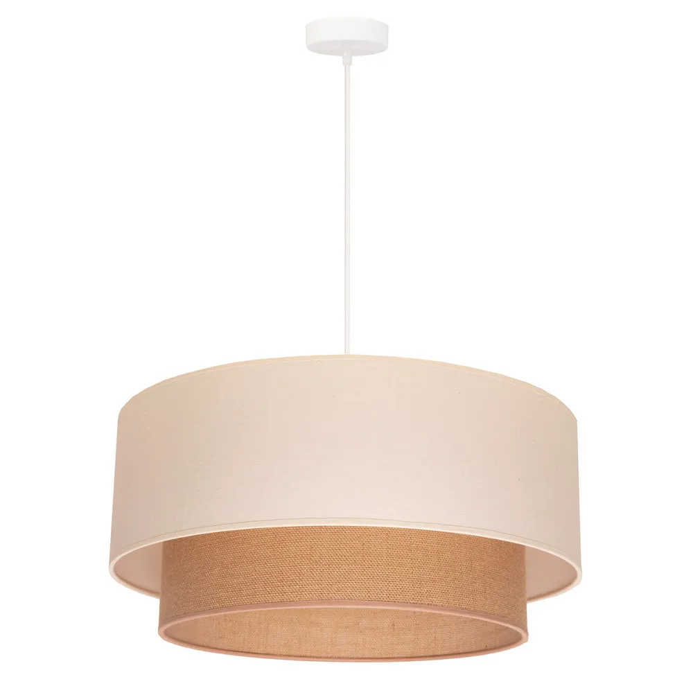 Suspension Boho Ø 60 cm 1 lampe écru/jute brun pour plafonds suspendus