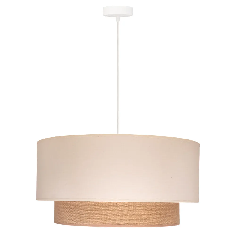 Suspension Boho Ø 60 cm 1 lampe écru/jute brun pour plafonds suspendus