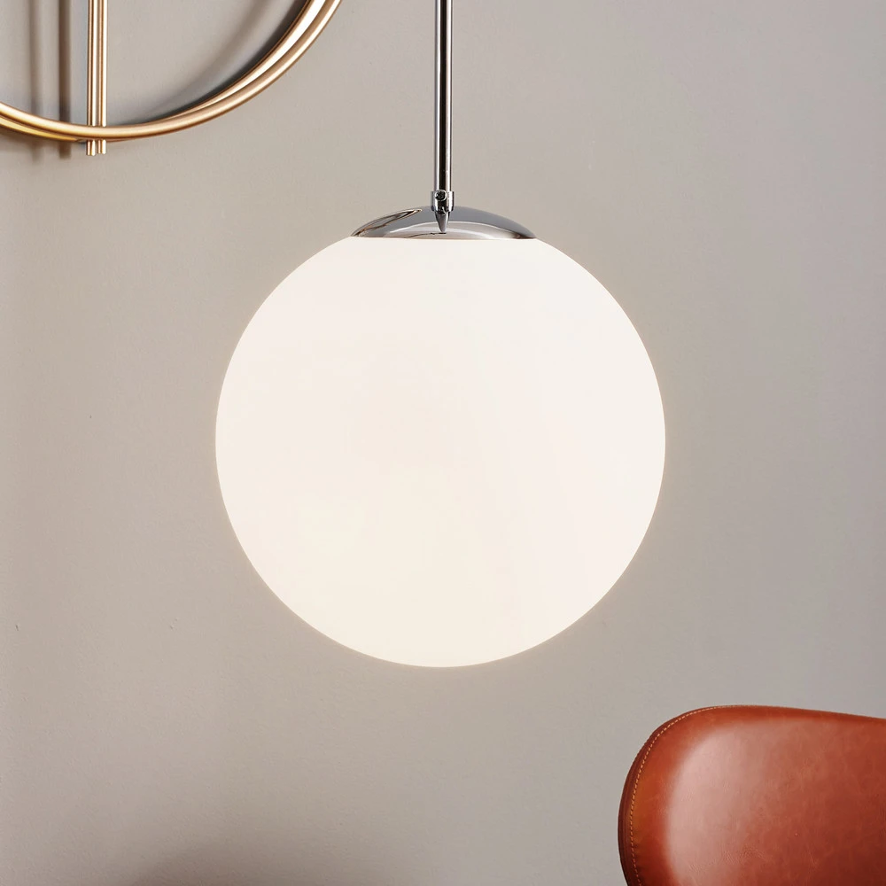 Suspension Bosso à 1 lampe, blanche/chromée 30 cm pour plafonds suspendus