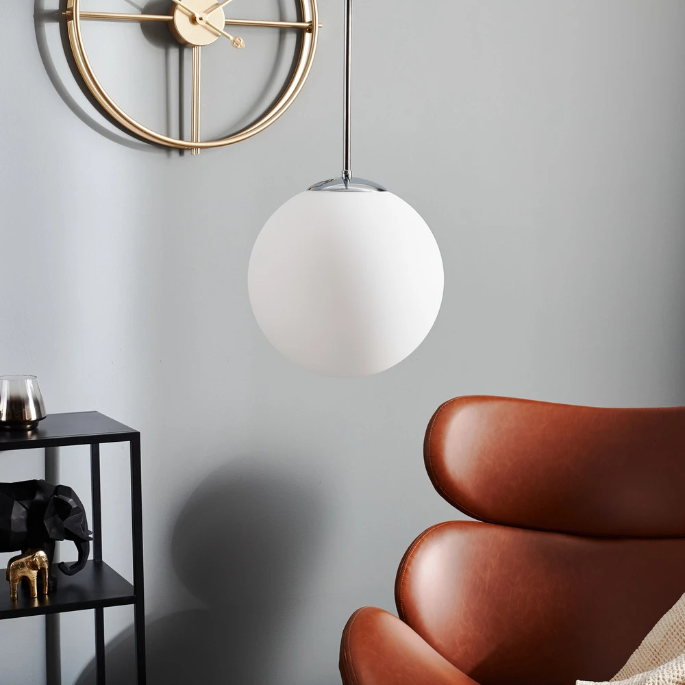 Suspension Bosso à 1 lampe, blanche/chromée 30 cm pour plafonds suspendus