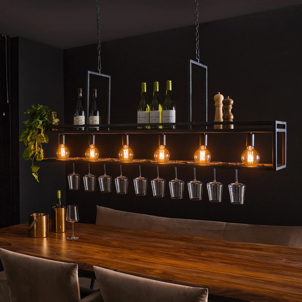 Suspension Dekorla, à 6 lampes, couleur charbon en acrylique dépoli