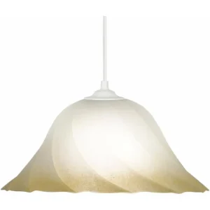 Suspension dôme, verre ambre 70 cm. avec diffuseur opale