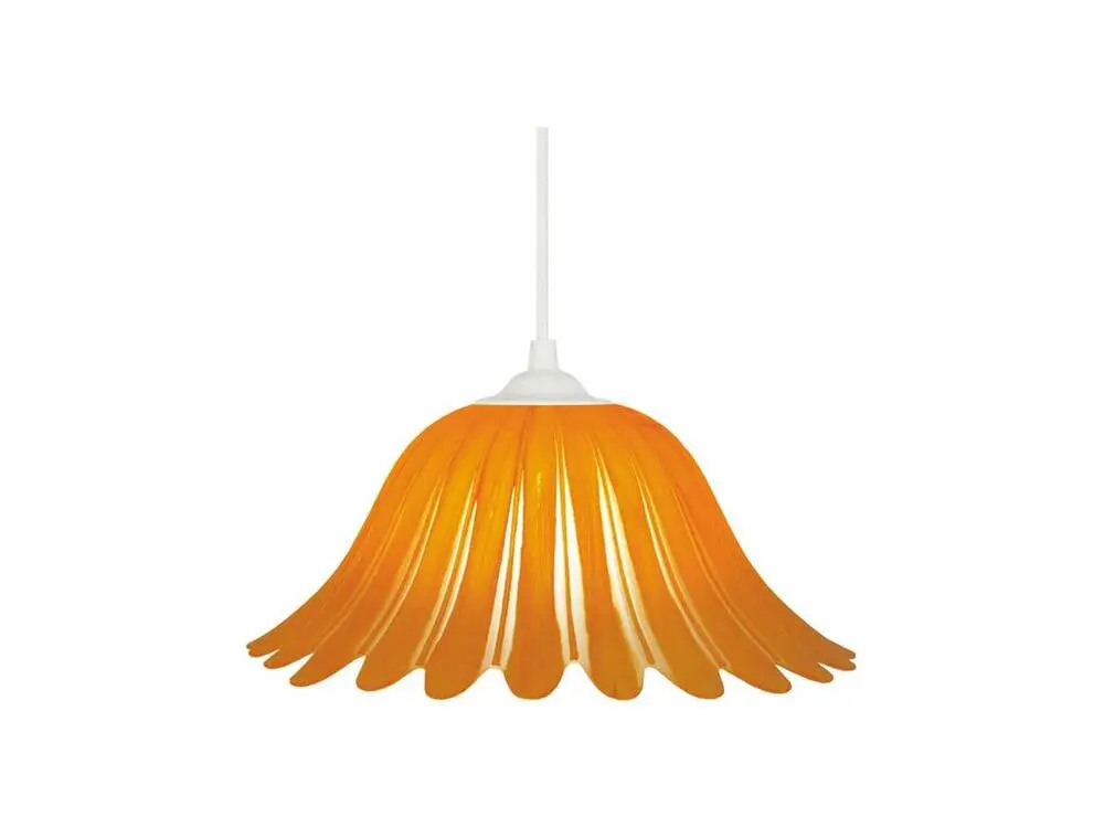 Suspension dôme verre, orange 70 cm. Design minimaliste