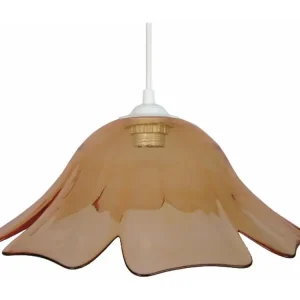 Suspension dôme verre translucide ambre 80 cm..