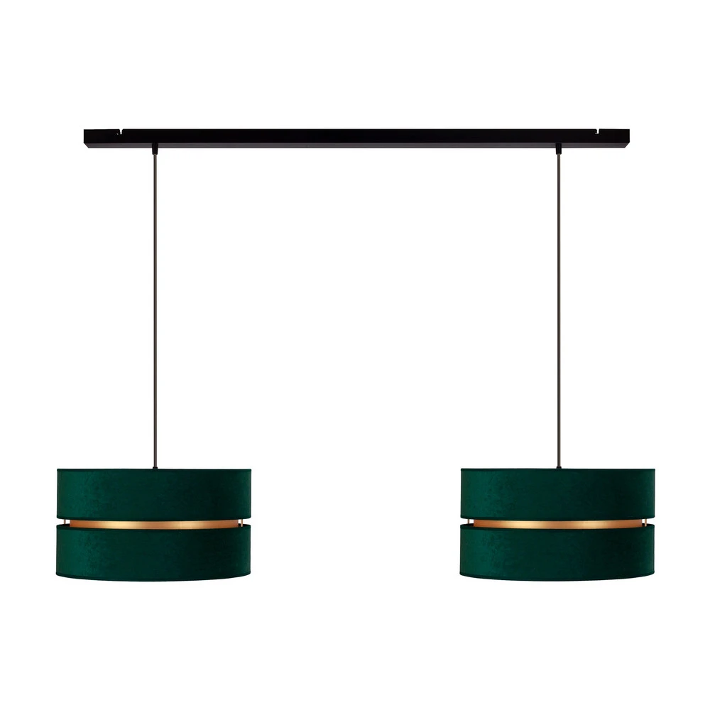 Suspension Duo, verte/dorée, à 2 lampes IP44 pour salle de bain