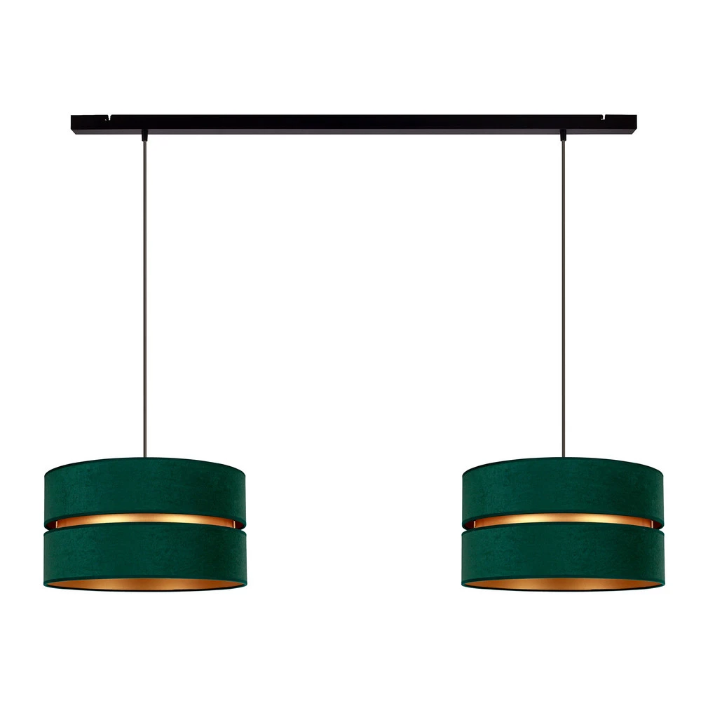 Suspension Duo, verte/dorée, à 2 lampes IP44 pour salle de bain
