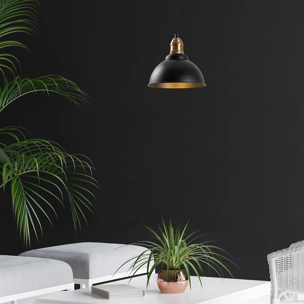 Suspension Escus Ø21cm Métal Noir et Or antique | Garantie 2 Ans