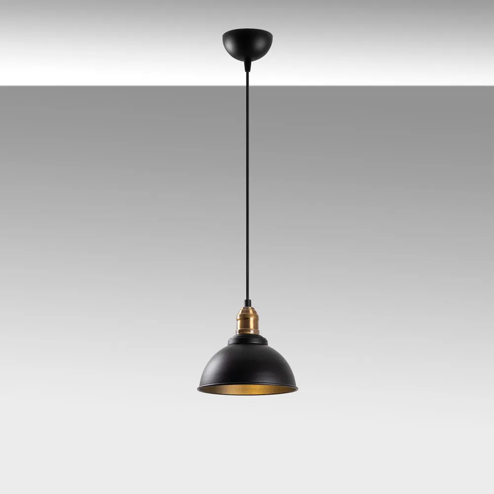 Suspension Escus Ø21cm Métal Noir et Or antique | Garantie 2 Ans