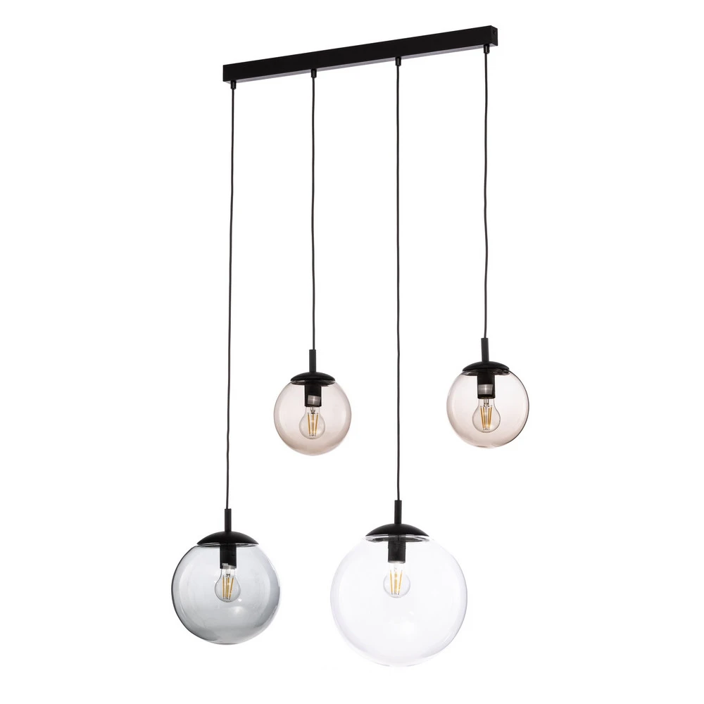 Suspension Esme, verre, multicolore, à 4 lampes, linéaire (Carré 30x30cm)