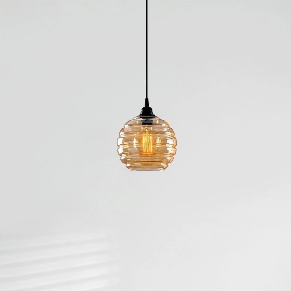 Suspension Or fin 010, or-transparent, verre, Ø 20 cm IP44 pour salle de bain