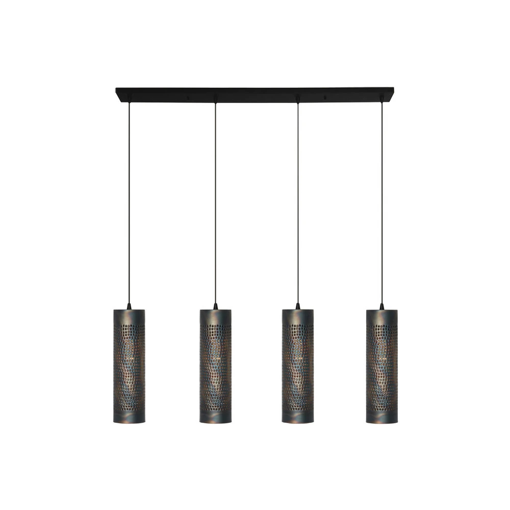 Suspension Forato, longueur 120 cm, brun, 4 lampes, métal avec fixation réglable