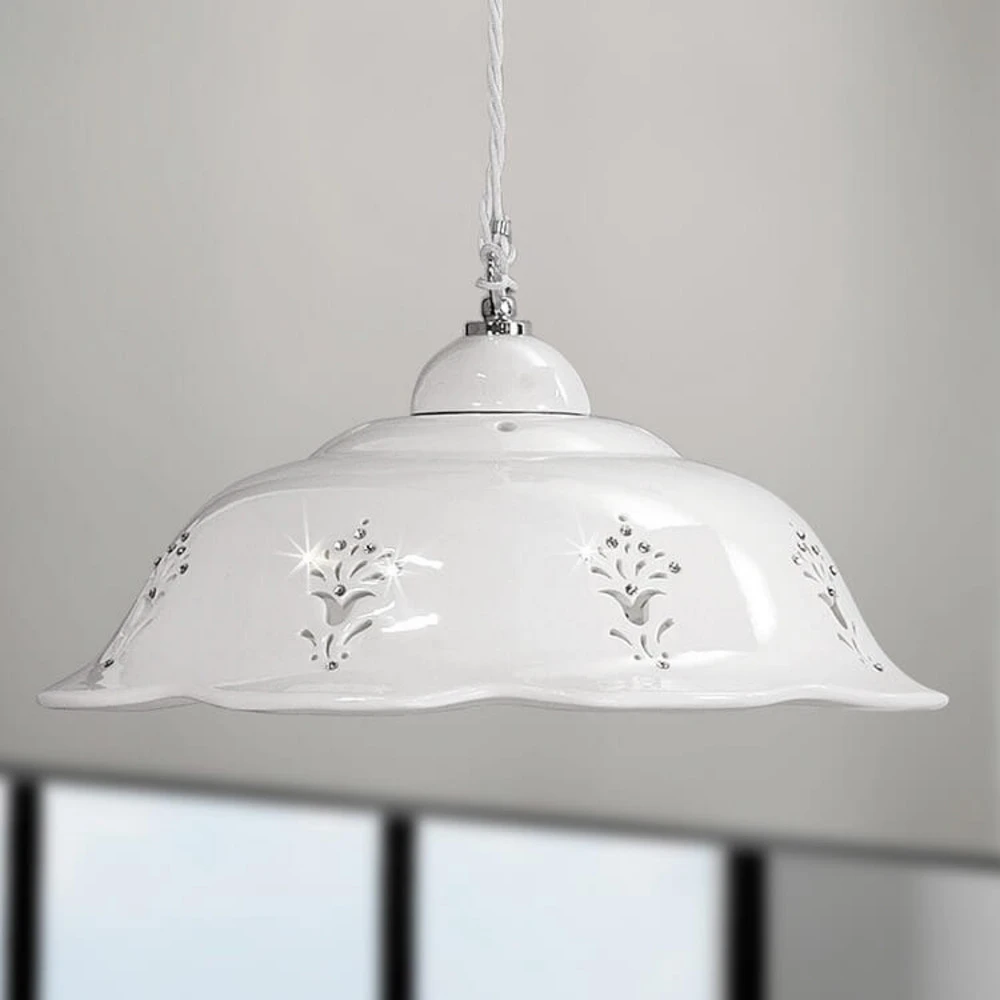 Suspension Guiliano, abat-jour céramique, 36,5 cm avec fixation réglable