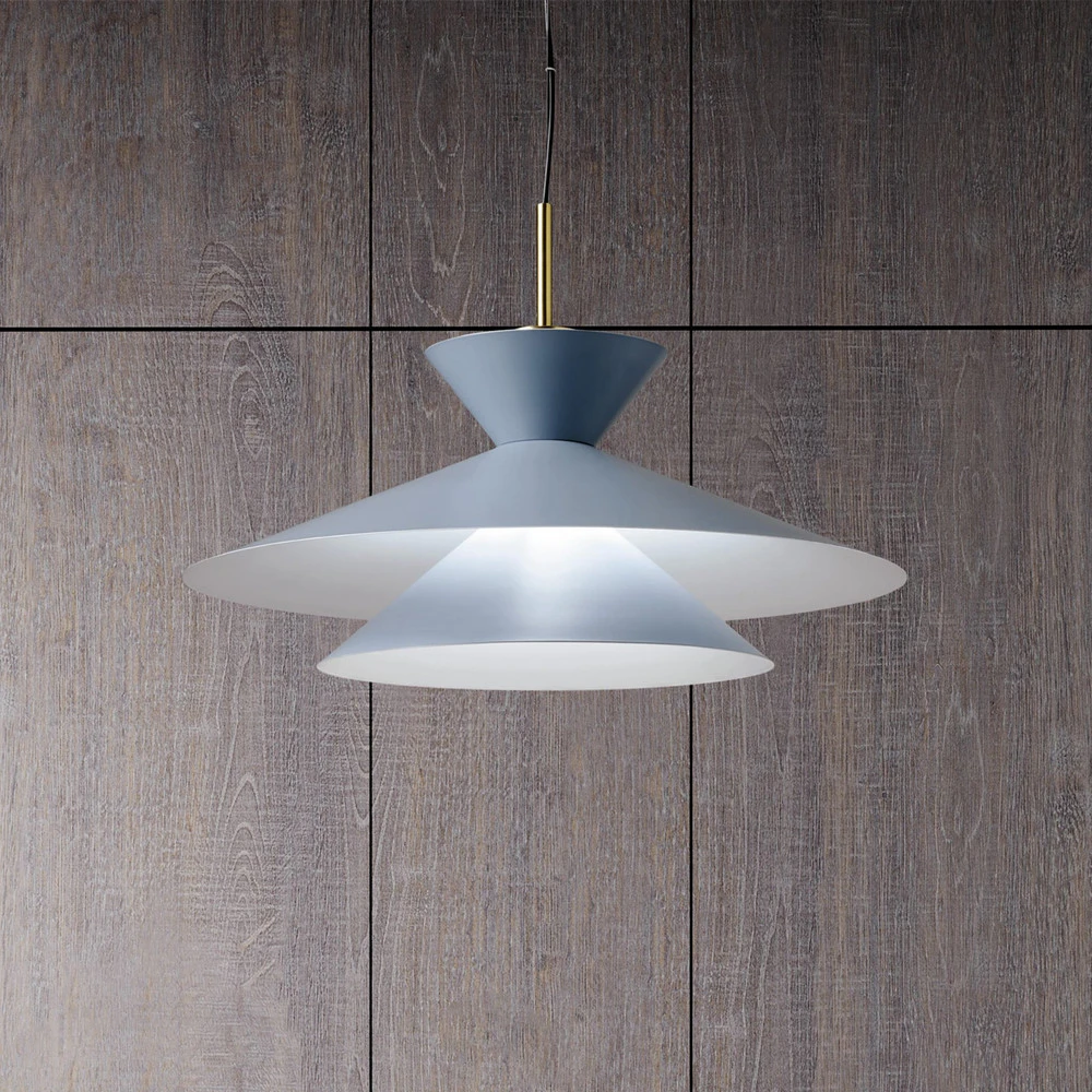 Suspension Kim, bleu ciel, Ø 60 cm, métal avec diffuseur opale