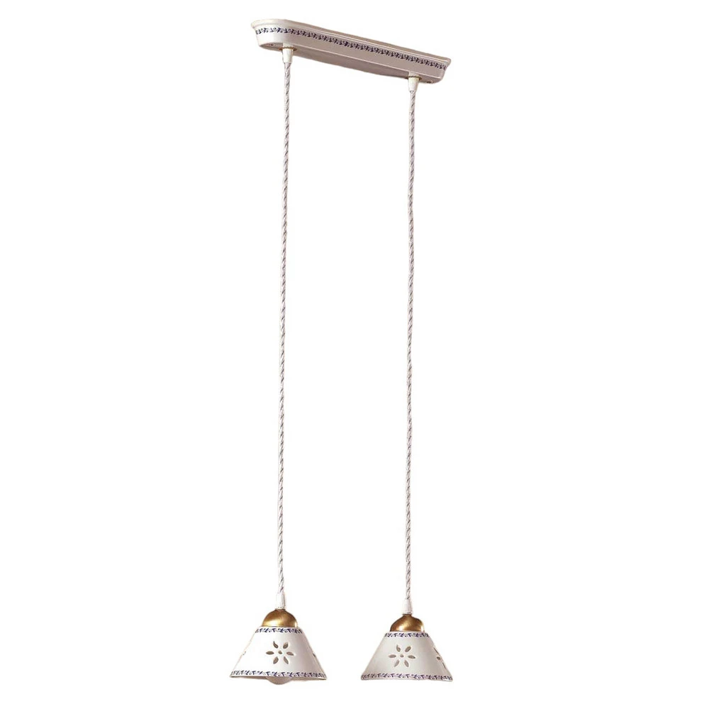 Suspension 2 lampes NONNA en céramique blanche à fixation clip
