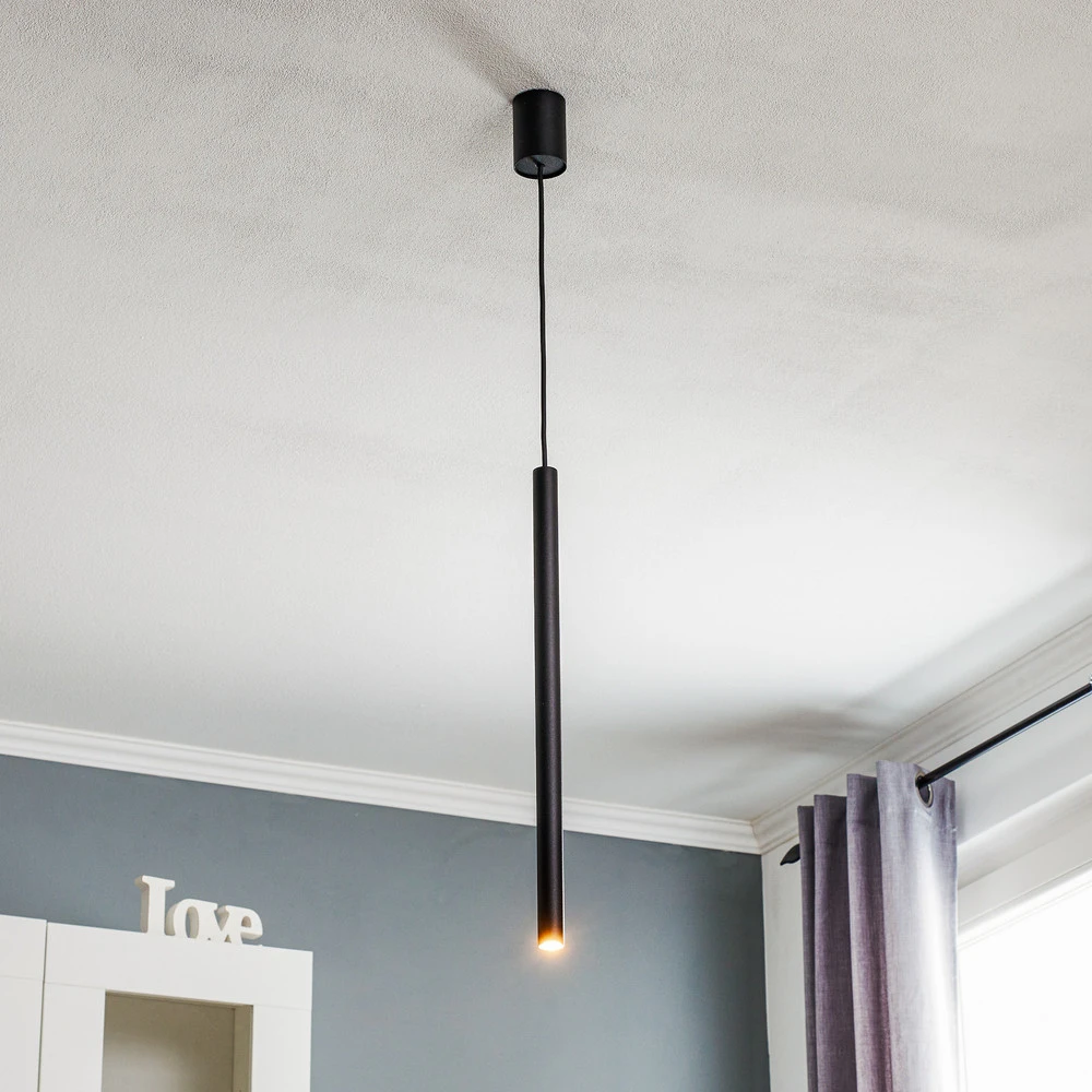 Suspension Laser, à 1 lampe, noir, abat-jour 49cm IP44 pour salle de bain