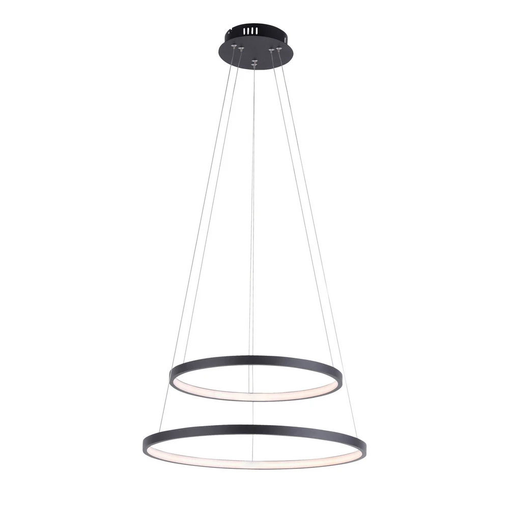 Suspension LED Circle, anthracite, à deux lampes (Carré 30x30cm)