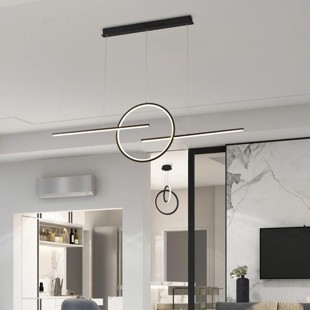Suspension LED Kitesurf à 3 lampes, noire Sans outil d'installation