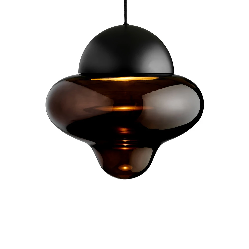 Suspension LED Nutty XL, brun / noir, Ø 30 cm, verre (Carré 30x30cm)