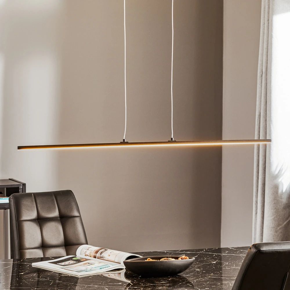 Suspension LED Shanghai à 1 lampe 3 000 K noire Design minimaliste