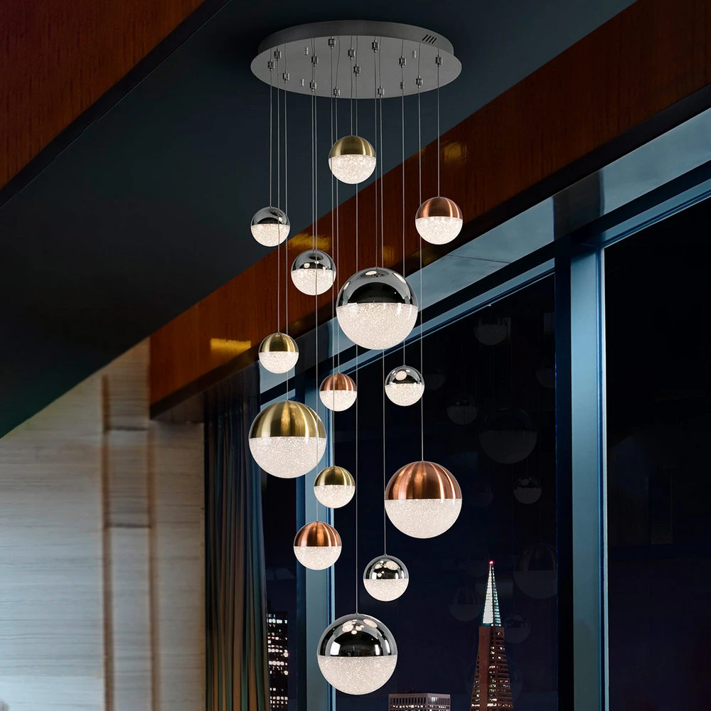 Suspension LED Sphere multicolore 14 lampes, app Sans outil d'installation