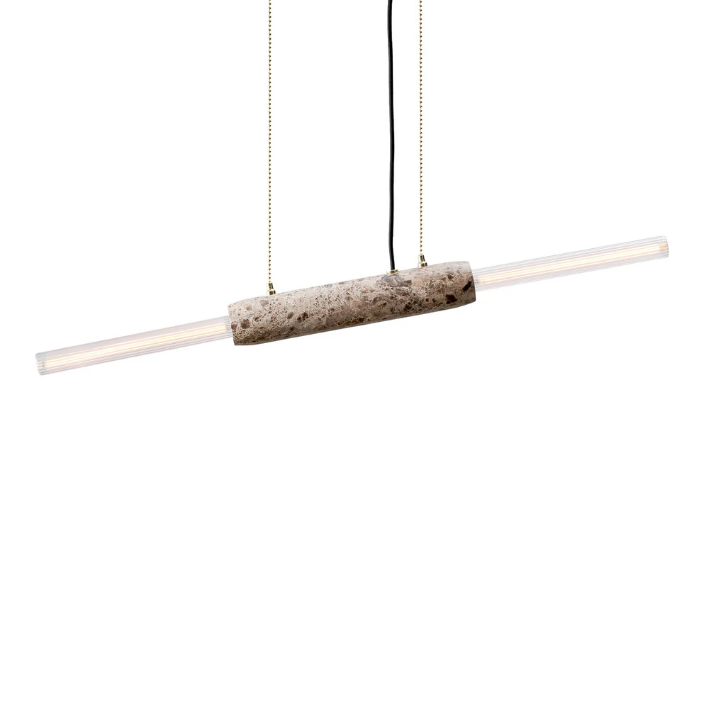 Suspension Limbo, marbre, marron, à 2 lampes, hauteur réglable - Installation Facile