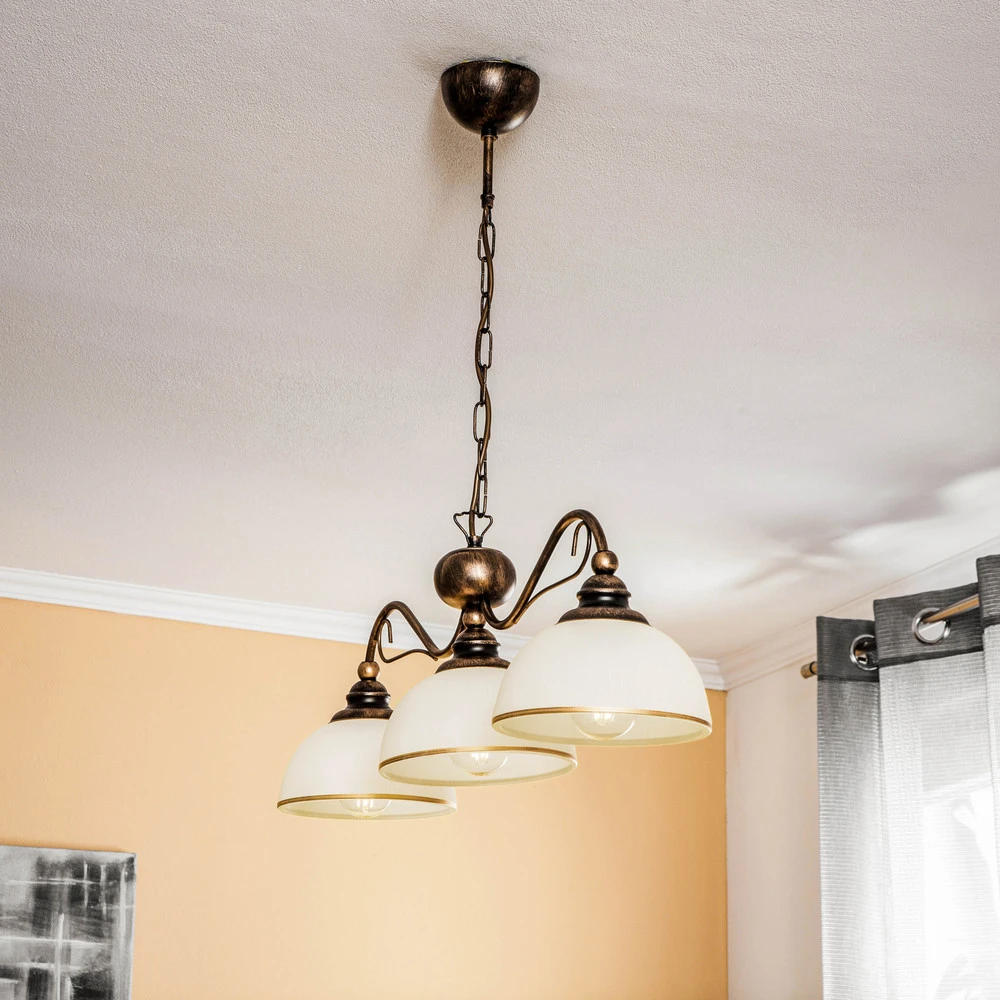 Suspension linéaire Casale à 3 lampes, allongé. 74 cm avec fixation réglable