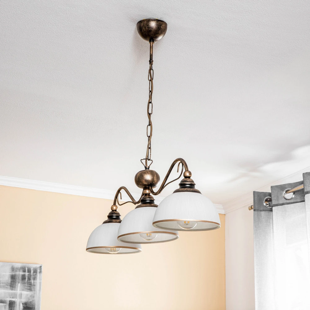 Suspension linéaire Casale à 3 lampes, allongé. 74 cm avec fixation réglable