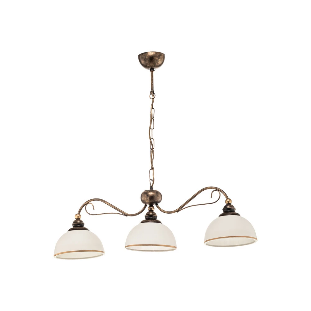 Suspension linéaire Casale à 3 lampes, allongé. 74 cm avec fixation réglable